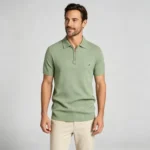 Men's Vertical Hollow Rib Two Button Short Sleeve Knit Polo Summer Business Casual Top - Image 15