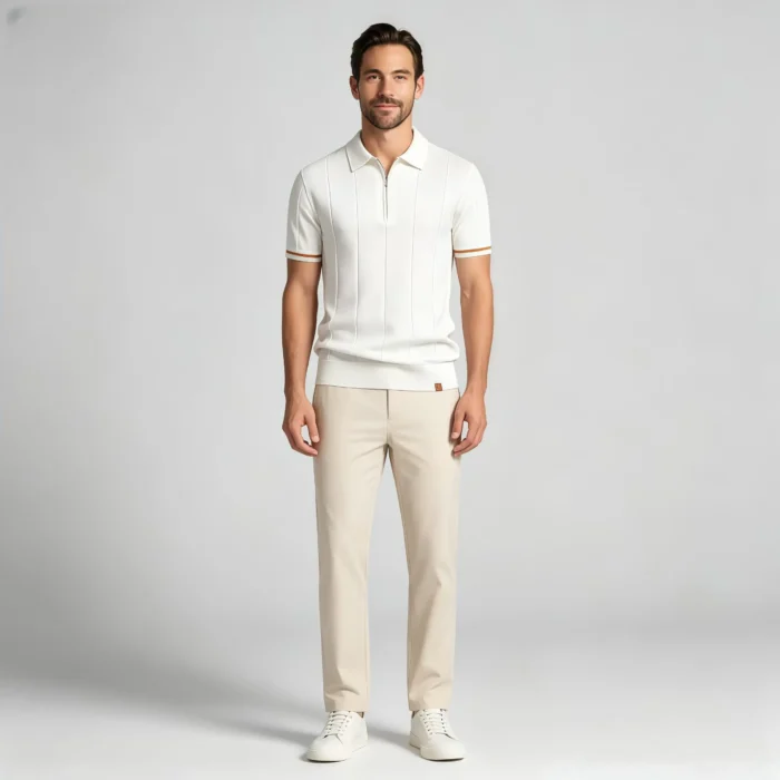 Men's Half Zip Rib Knit Polo - Image 2