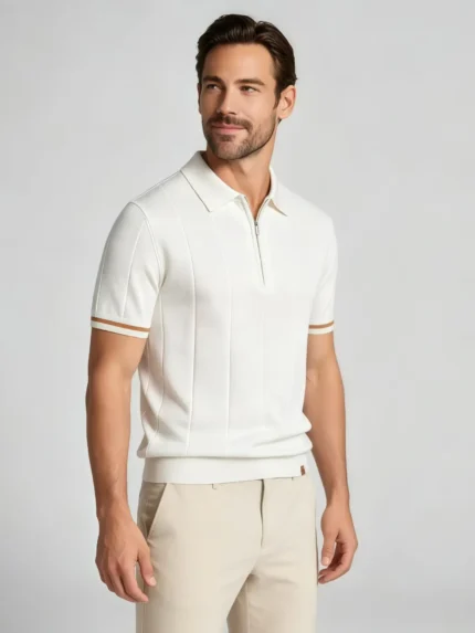 Men's Half Zip Rib Knit Polo