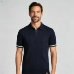 Men's Half Zip Rib Knit Polo - Image 64