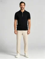 Men's Half Zip Rib Knit Polo - Image 61