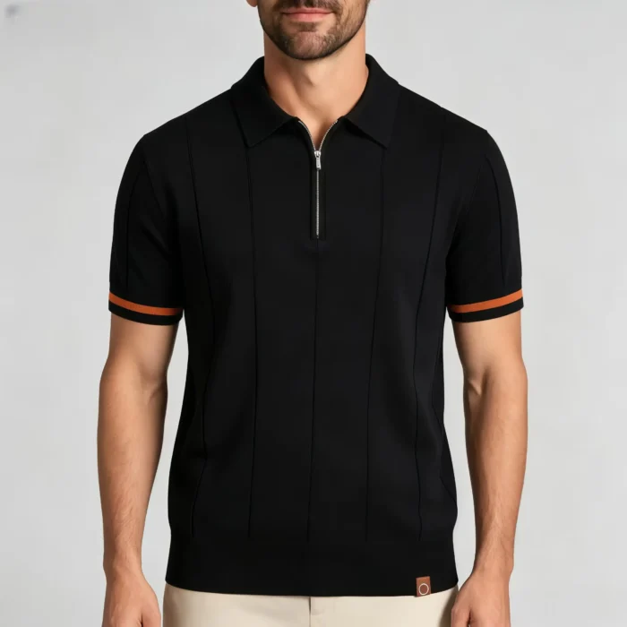 Men's Half Zip Rib Knit Polo - Image 60