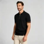 Men's Half Zip Rib Knit Polo - Image 59