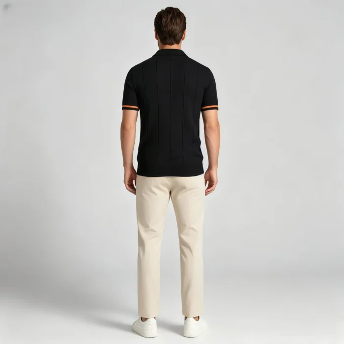 Men's Half Zip Rib Knit Polo - Image 58