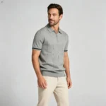 Men's Half Zip Rib Knit Polo - Image 55