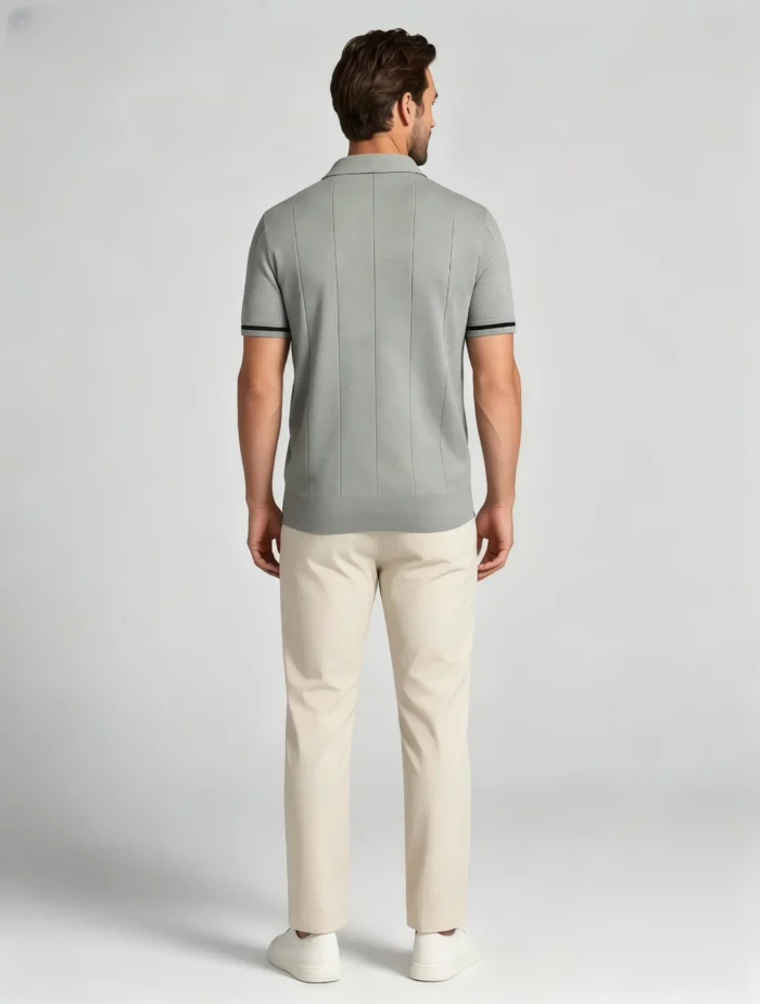 Men's Half Zip Rib Knit Polo - Image 54