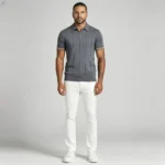 Men's Half Zip Rib Knit Polo - Image 53