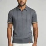 Men's Half Zip Rib Knit Polo - Image 52