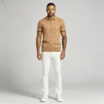 Men's Half Zip Rib Knit Polo - Image 49