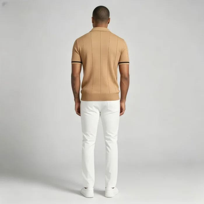Men's Half Zip Rib Knit Polo - Image 46