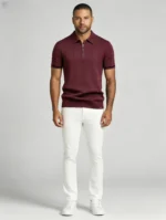 Men's Half Zip Rib Knit Polo - Image 45