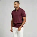 Men's Half Zip Rib Knit Polo - Image 43