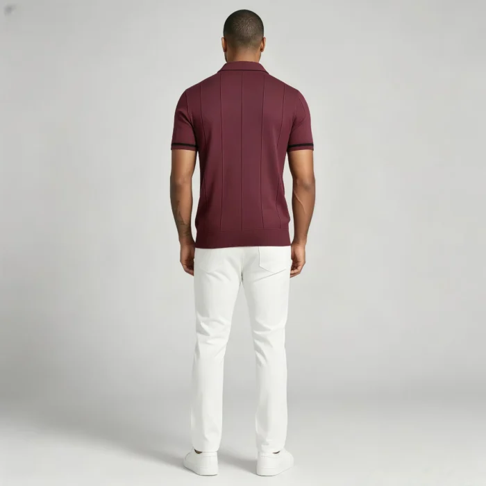 Men's Half Zip Rib Knit Polo - Image 42
