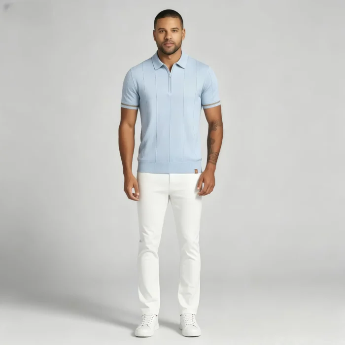 Men's Half Zip Rib Knit Polo - Image 41