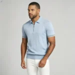 Men's Half Zip Rib Knit Polo - Image 39