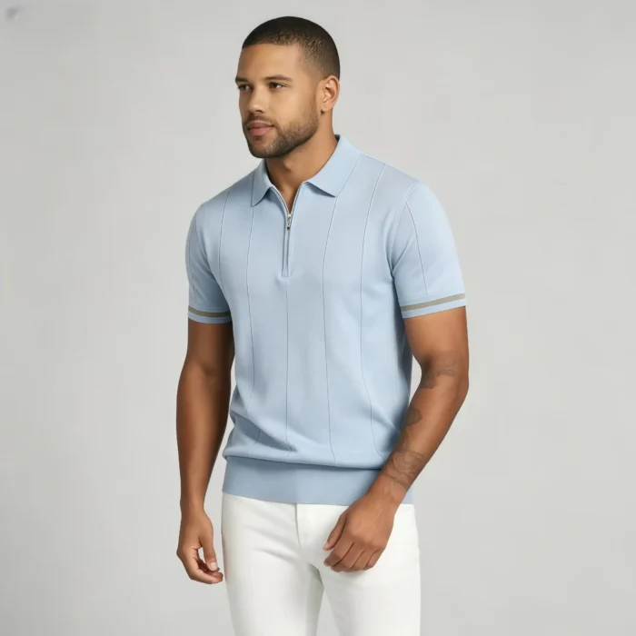 Men's Half Zip Rib Knit Polo - Image 39