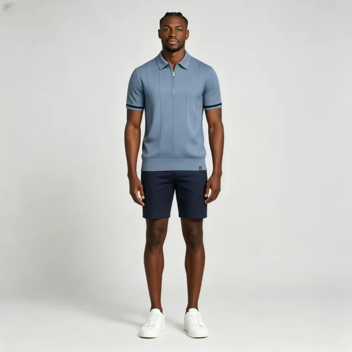 Men's Half Zip Rib Knit Polo - Image 37