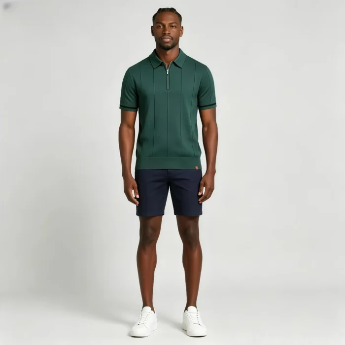Men's Half Zip Rib Knit Polo - Image 33