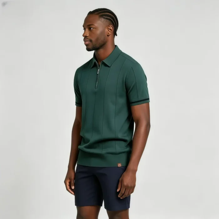 Men's Half Zip Rib Knit Polo - Image 31