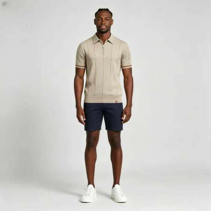 Men's Half Zip Rib Knit Polo - Image 29