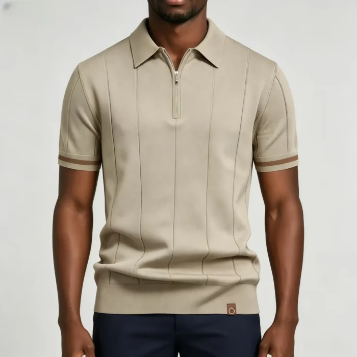 Men's Half Zip Rib Knit Polo - Image 28