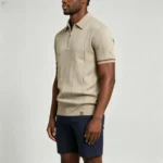 Men's Half Zip Rib Knit Polo - Image 27