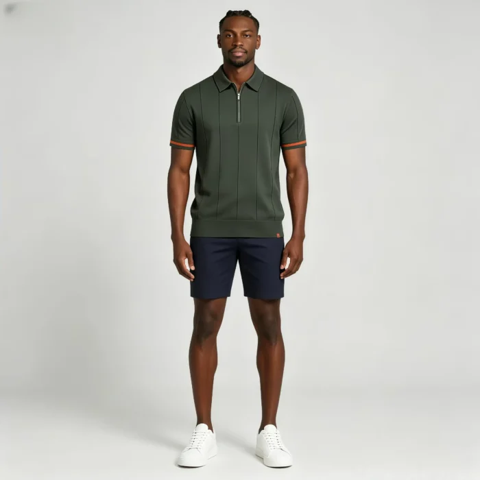 Men's Half Zip Rib Knit Polo - Image 25