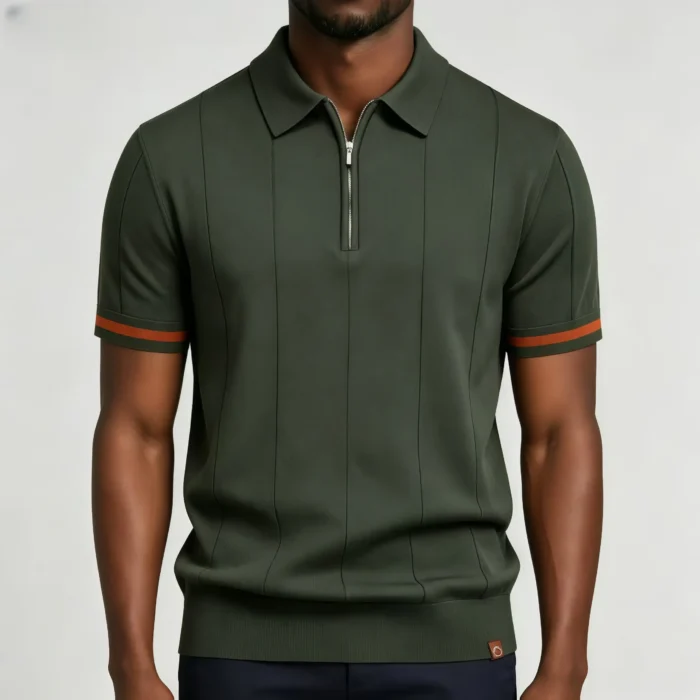 Men's Half Zip Rib Knit Polo - Image 24