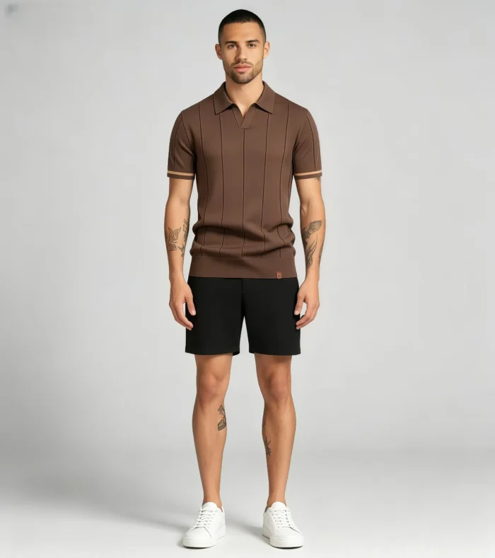 Men's Half Zip Rib Knit Polo - Image 21