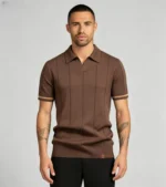 Men's Half Zip Rib Knit Polo - Image 20
