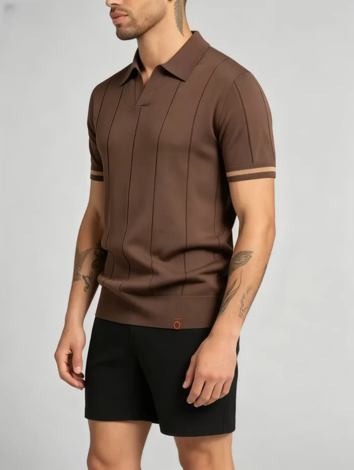 Men's Half Zip Rib Knit Polo - Image 19