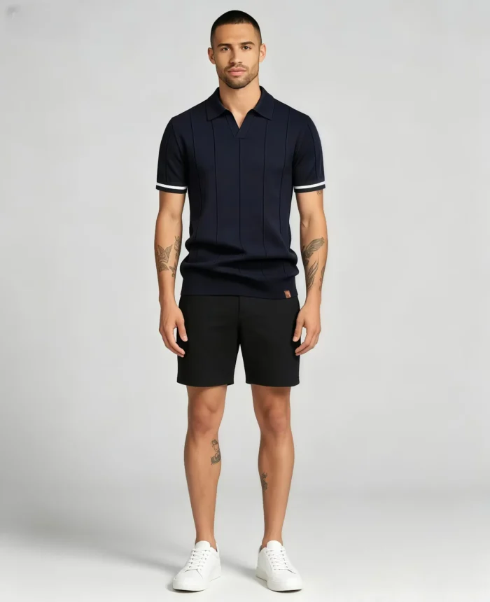 Men's Half Zip Rib Knit Polo - Image 17