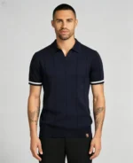 Men's Half Zip Rib Knit Polo - Image 16