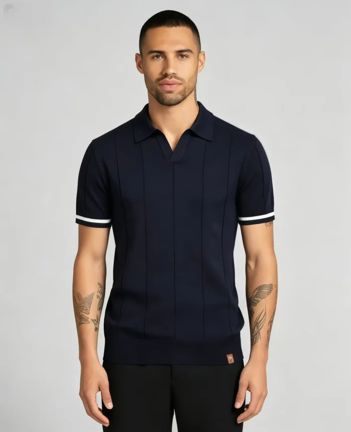 Men's Half Zip Rib Knit Polo - Image 16