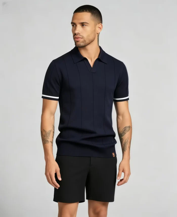 Men's Half Zip Rib Knit Polo - Image 15