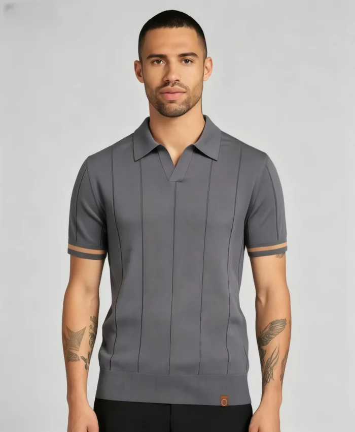 Men's Half Zip Rib Knit Polo - Image 12