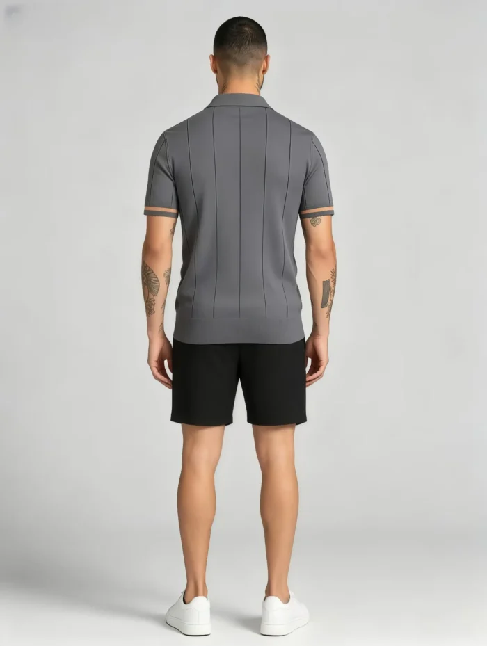 Men's Half Zip Rib Knit Polo - Image 10