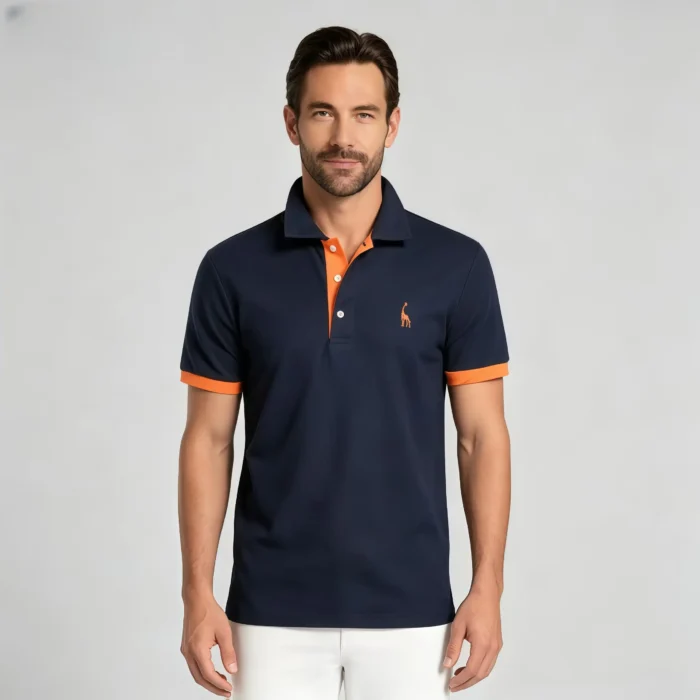 Men's Stretch Sweat Wicking Contrast Trim Embroidered Polo Multi Occasion Daily Travel Top - Image 24