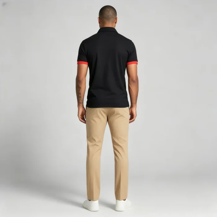 Men's Stretch Sweat Wicking Contrast Trim Embroidered Polo Multi Occasion Daily Travel Top - Image 18