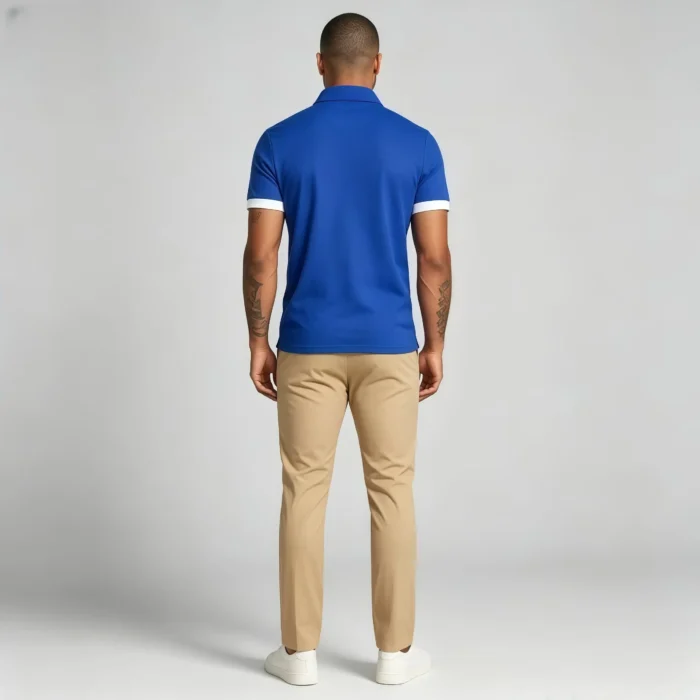 Men's Stretch Sweat Wicking Contrast Trim Embroidered Polo Multi Occasion Daily Travel Top - Image 14
