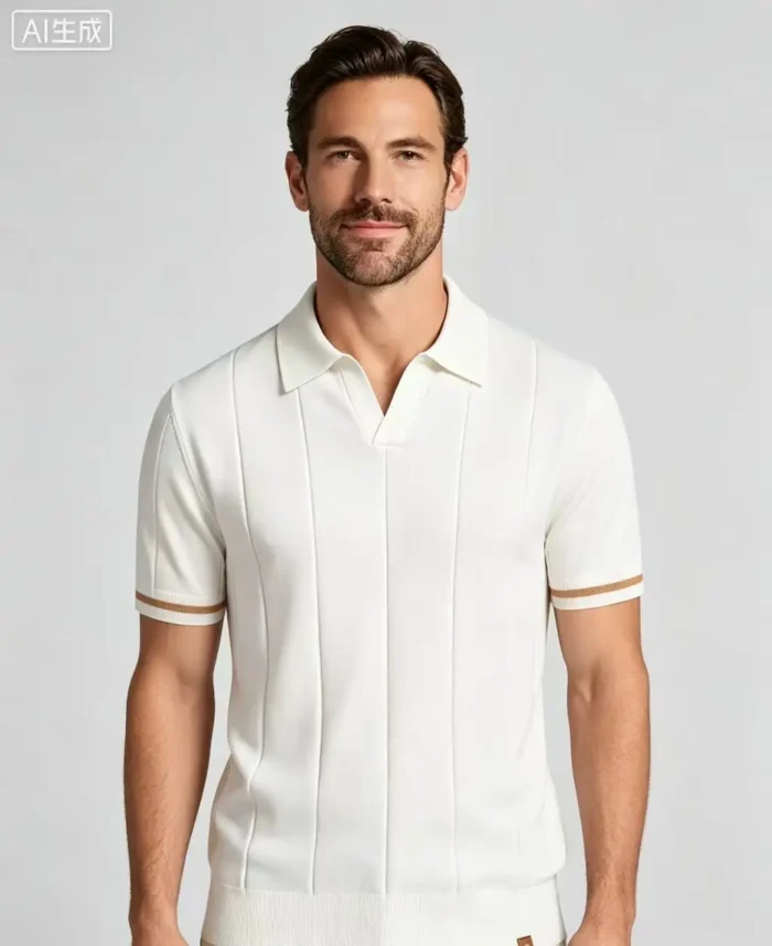 Men's Stretch Breathable Hollow Waffle Knit Polo Multi Occasion Daily Travel Lightweight Summer Top - Image 4