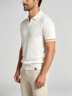 Men's Stretch Breathable Hollow Waffle Knit Polo Multi Occasion Daily Travel Lightweight Summer Top - Image 3
