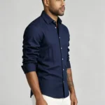 Men's Solid Linen Blend Long Sleeve Button Down Dress Shirt Casual Business Top