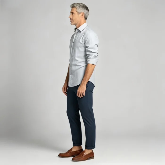 Men's Solid Linen Blend Long Sleeve Button Down Dress Shirt Casual Business Top - Image 11