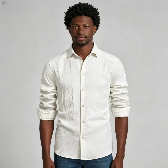 Men's Solid Linen Blend Long Sleeve Button Down Dress Shirt Casual Business Top - Image 8