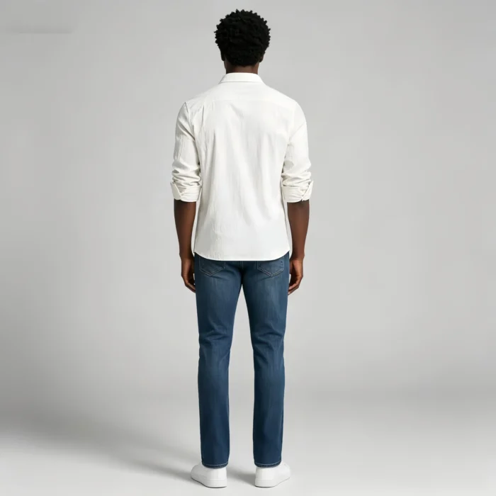 Men's Solid Linen Blend Long Sleeve Button Down Dress Shirt Casual Business Top - Image 6