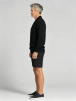 Men's Vertical Rib Notch Lapel Button Up Short Sleeve Knit Polo Shirt Summer Casual Layering Top - Image 6