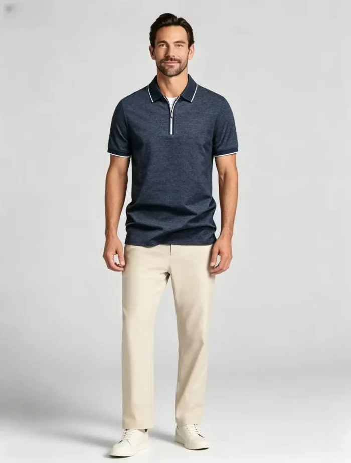 Modern Fit Zip Polo Shirt - Image 9