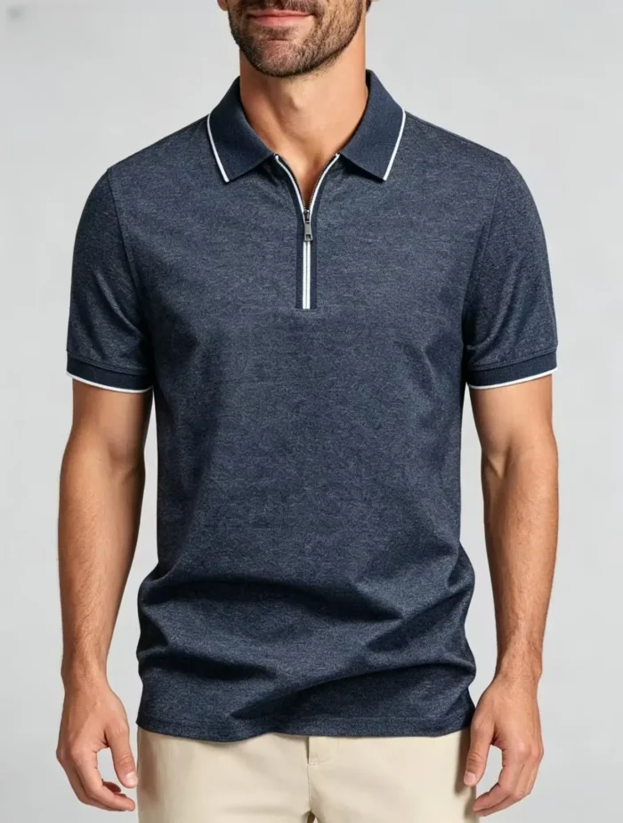 Modern Fit Zip Polo Shirt - Image 8