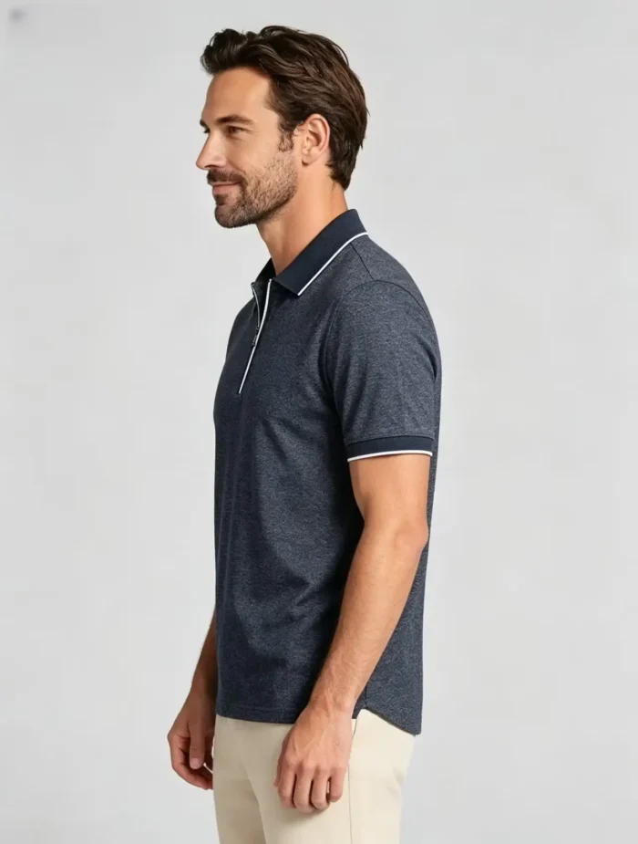 Modern Fit Zip Polo Shirt - Image 7